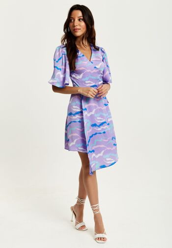 Liquorish - Mini robe portefeuille à imprimé zèbre abstrait - Lilas 2
