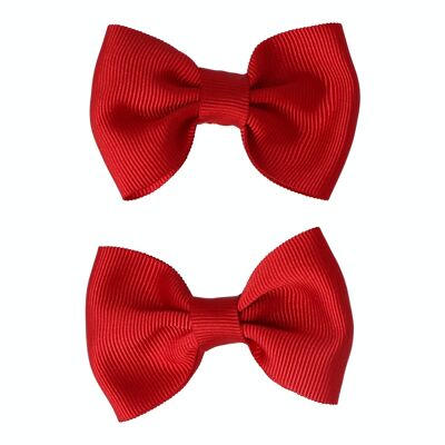 2-pack hair bows - With crocodile clip - Red