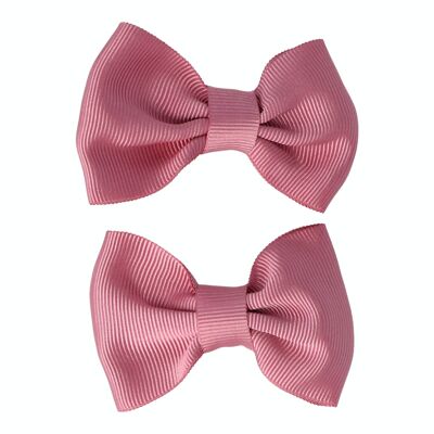 Lot de 2 nœuds pour cheveux - Avec pince crocodile - Rose pâle