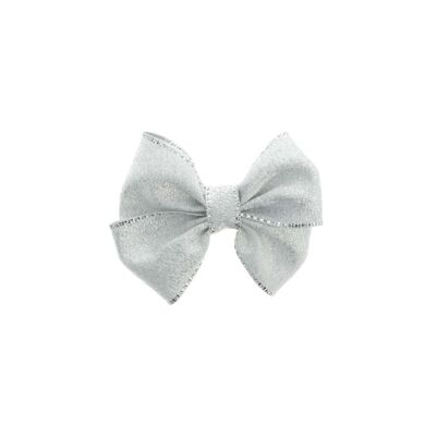 Hair bow with Clip - 7 X 6 cm - Silver