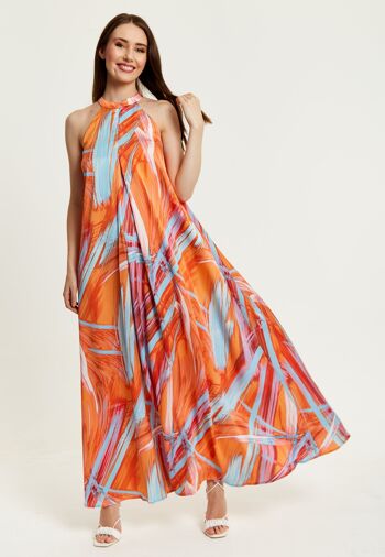 Liquorish Maxi - Robe à imprimé abstrait et col montant - Orange 4