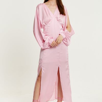 Liquorish Light Pink Maxi Dress With Sleeve Slits