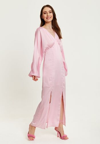 Robe longue rose clair Liquorish avec fentes sur les manches 2