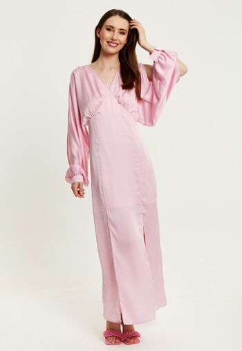 Robe longue rose clair Liquorish avec fentes sur les manches 3