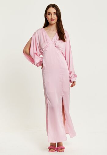 Robe longue rose clair Liquorish avec fentes sur les manches 4