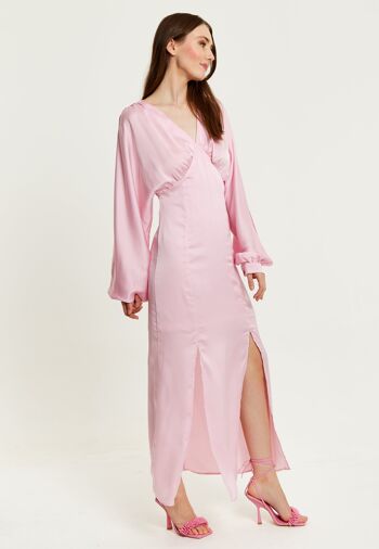 Robe longue rose clair Liquorish avec fentes sur les manches 5