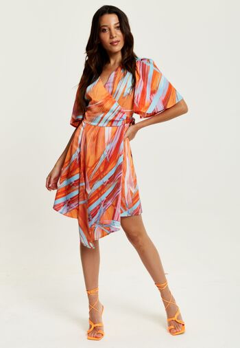 Mini robe portefeuille à imprimé abstrait Liquorish en orange 4