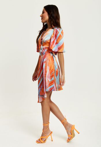 Mini robe portefeuille à imprimé abstrait Liquorish en orange 5