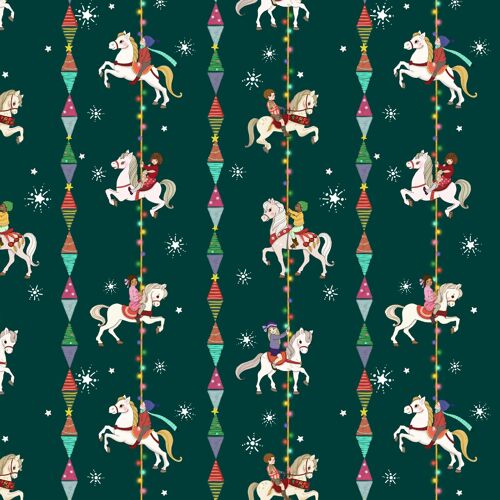 Christmas Carousel Stripe Organic Cotton Fabric