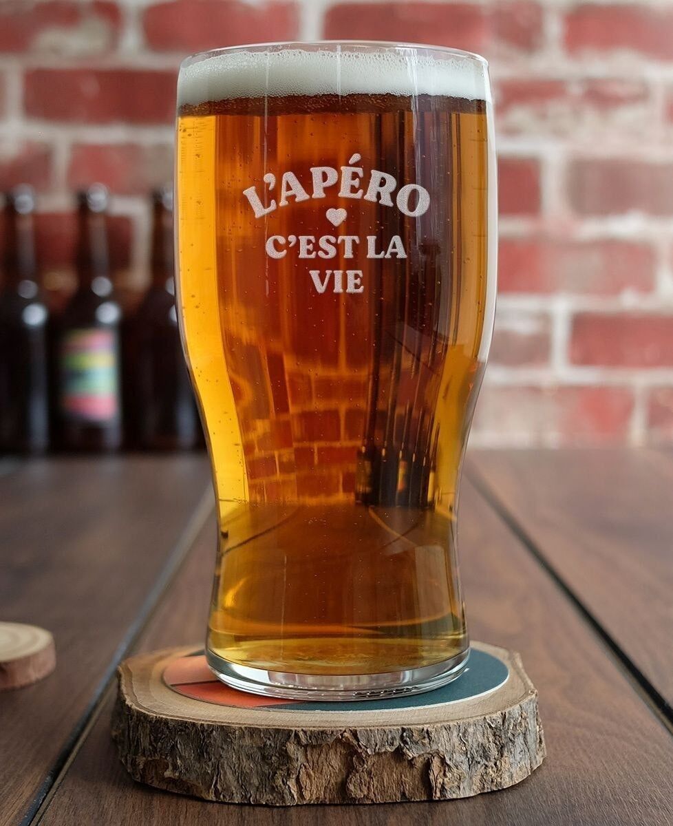 Bicchiere da birra L'apéro c'est la vie (inciso) - Rugby