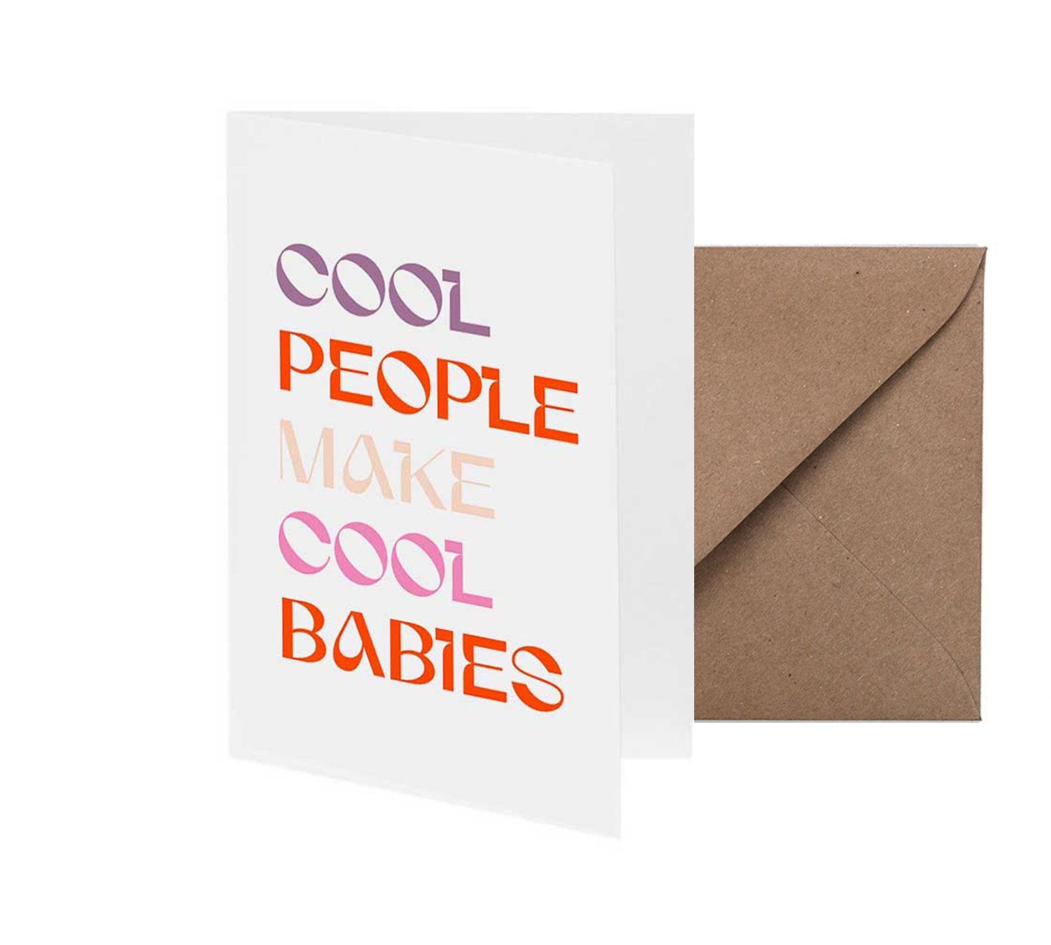 Biglietto d'auguri "Le persone fantastiche creano bambini fantastici" con stampa al neon