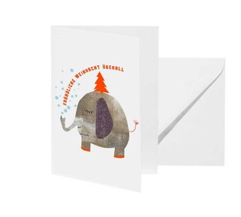Carte de voeux "Éléphant de Noël" 1