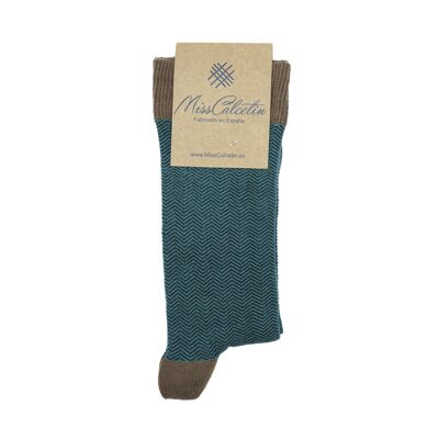 MissOntano-Brown Herringbone Low Cane Sock