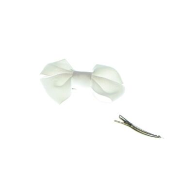 Hair bow with Clip - 7 X 6 cm- White