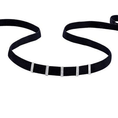 Klassischer Retro-Silber-Stretchband-Halsband mit verstellbaren Anhängern