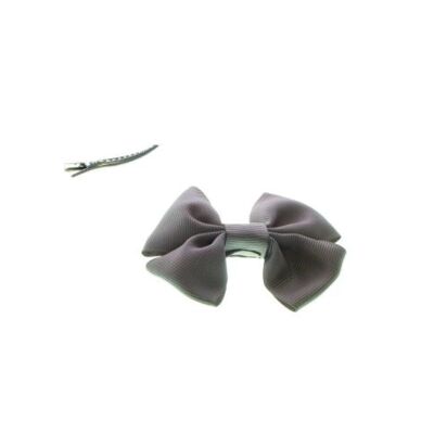 Noeud à cheveux avec Clip - 7 X 6 cm - Gris foncé