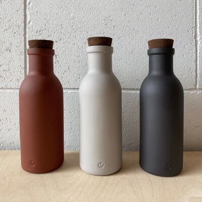 COLOMBO bottiglia in porcellana per acqua / latte / succhi con tappo in sughero naturale