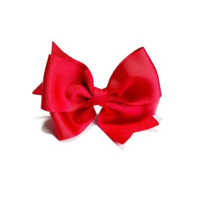 Double hair bow with clip - 10 X 8 cm - Summer Red