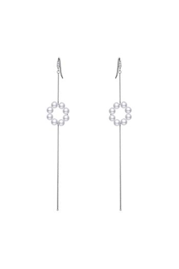 Boucles d'oreilles créoles en argent avec coquillages et perles 1