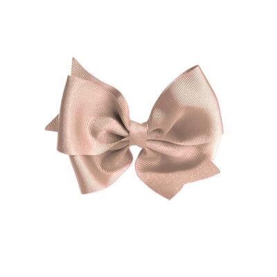 Double hair bow with clip - 10 X 8 cm - Brown