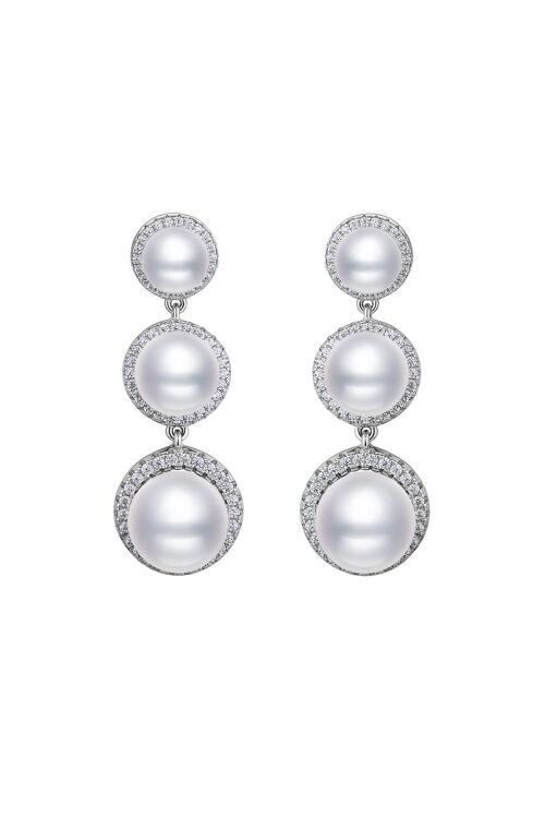 Elegant Shell Pearl Silver Drop Earrings