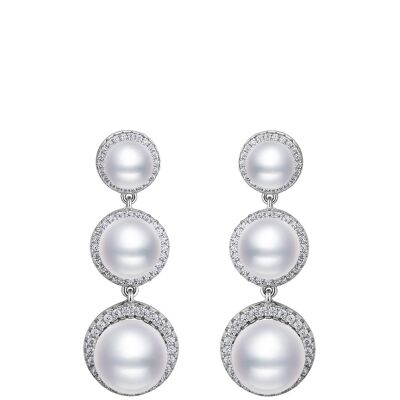 Elegant Shell Pearl Silver Drop Earrings