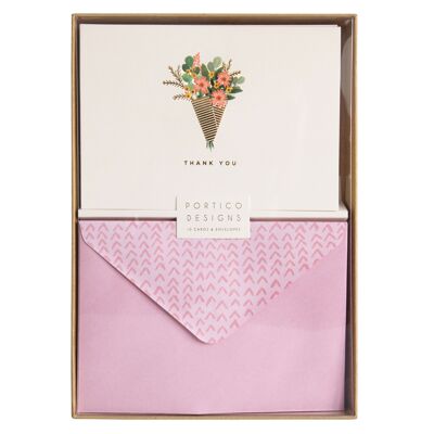 Carte de notes en boîte avec un motif de bouquet floral