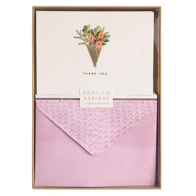 Bouquet Floral - Cartes de notes en boîte
