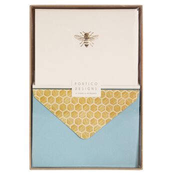 Cartes de notes en boîte, motif abeille 2