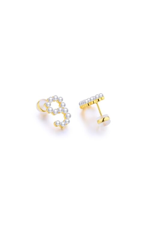 Gold Plated Silver Pearl Ear Studs - Number 9
