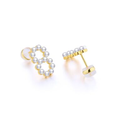 Pendientes De Perlas De Plata Chapados En Oro - Número 8