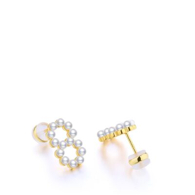 Gold Plated Silver Pearl Ear Studs - Number 8