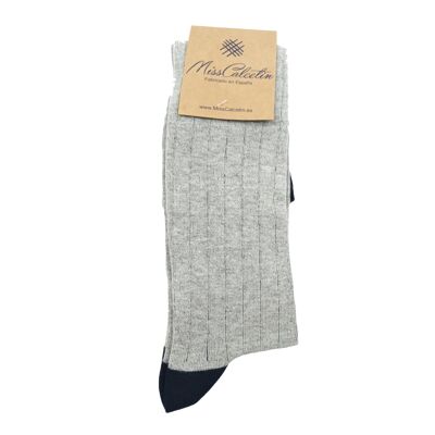 Chaussettes Miss Ribbed High Cane Gris clair-Marine