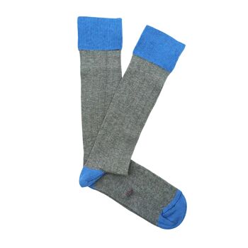 Miss Medium Grey Ribbed High Cane Sock-Bleu 2