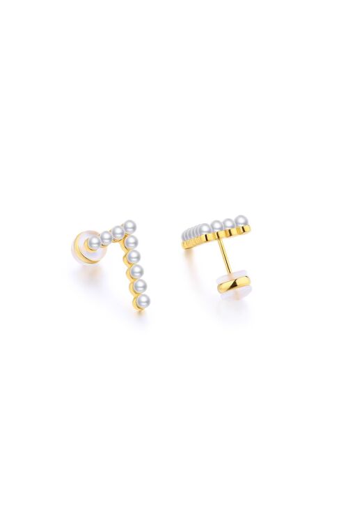 Gold Plated Silver Pearl Ear Studs - Number 7