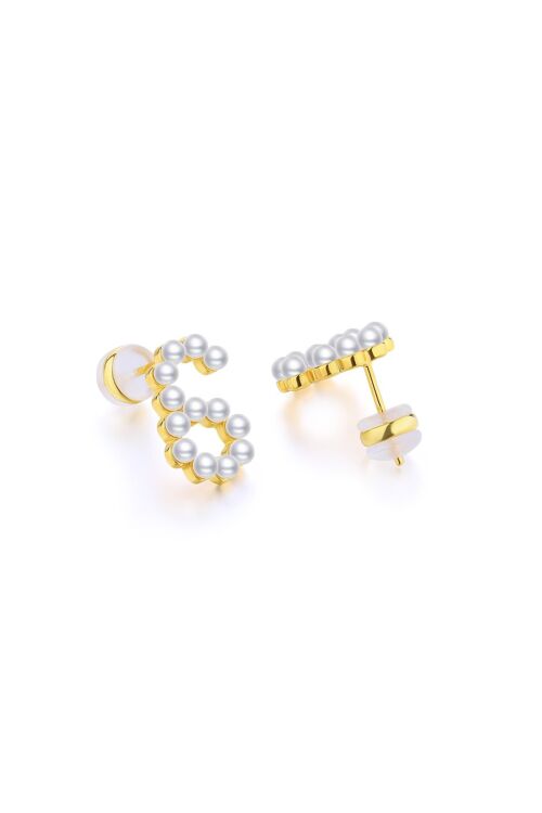 Gold Plated Silver Pearl Ear Studs - Number 6