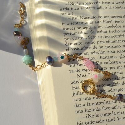 Halskette mit Kette und Perlen vergoldet, schönes Halskettengeschenk für Sie
