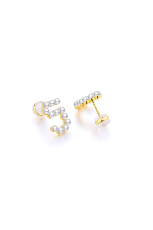 Gold Plated Silver Pearl Ear Studs - Number 5
