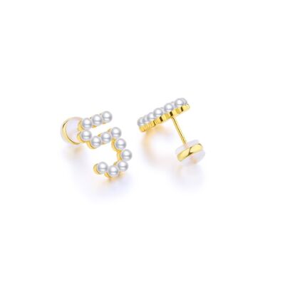 Gold Plated Silver Pearl Ear Studs - Number 5