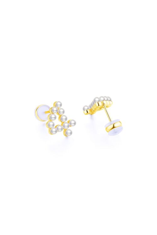 Gold Plated Silver Pearl Ear Studs - Number 4