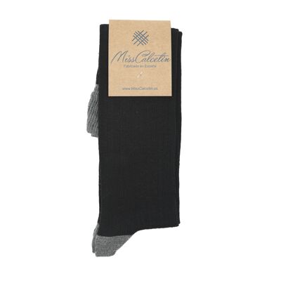 Miss Black-Grey Ribbed High Cane Sock