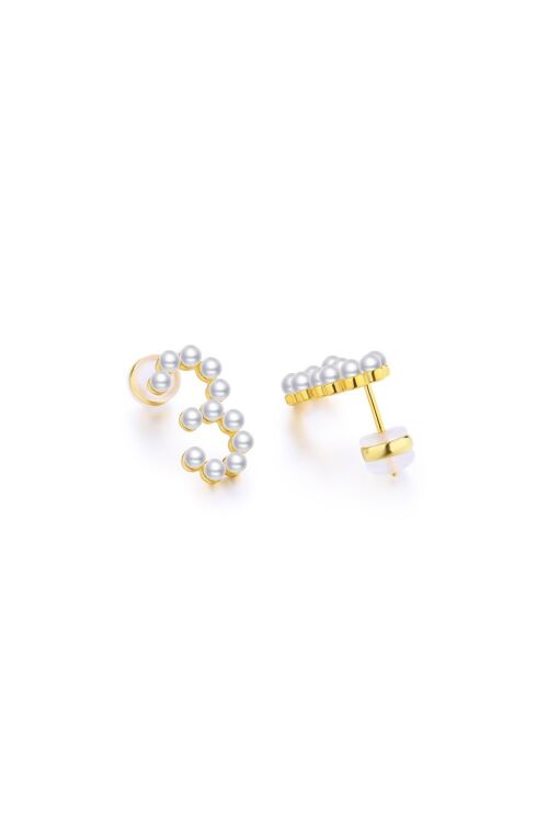 Gold Plated Silver Pearl Ear Studs - Number 3