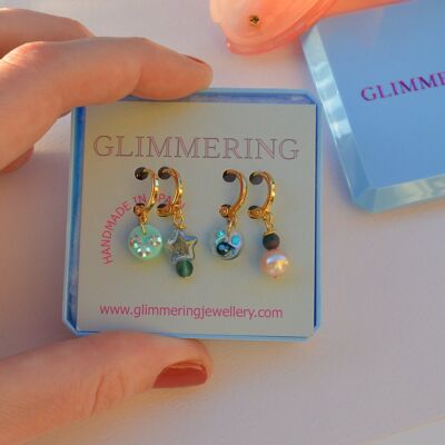 Set of 4 colorful earrings, Cute earrings set gift