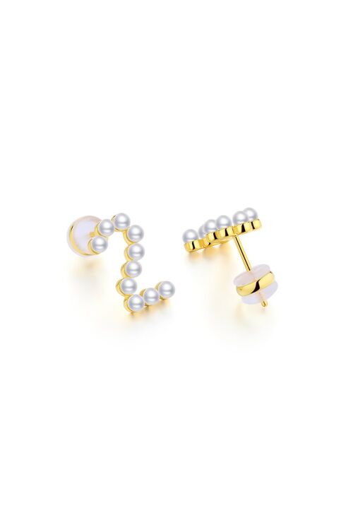 Gold Plated Silver Pearl Ear Studs - Number 2