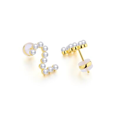 Gold Plated Silver Pearl Ear Studs - Number 2