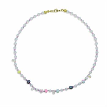 Collier ras de cou en perles d'opale daity, bijoux nuances blanches 2