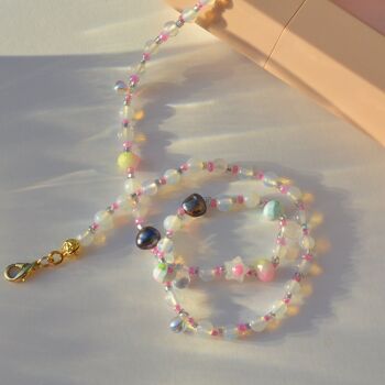 Collier ras de cou en perles d'opale daity, bijoux nuances blanches 1