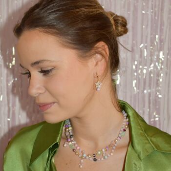 Collier ras de cou en perles d'opale daity, bijoux nuances blanches 5