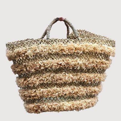 Dentelle Straw French Basket - Beach Tote with Rafia