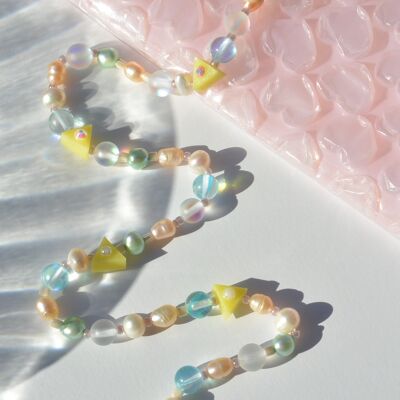 Collier de perles jaunes avec perles naturelles